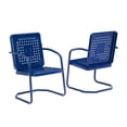 thumbnail image 1 of Crosley Furniture Bates Metal Patio Dining Arm Chair in Glossy Navy (Set of 2), 1 of 13