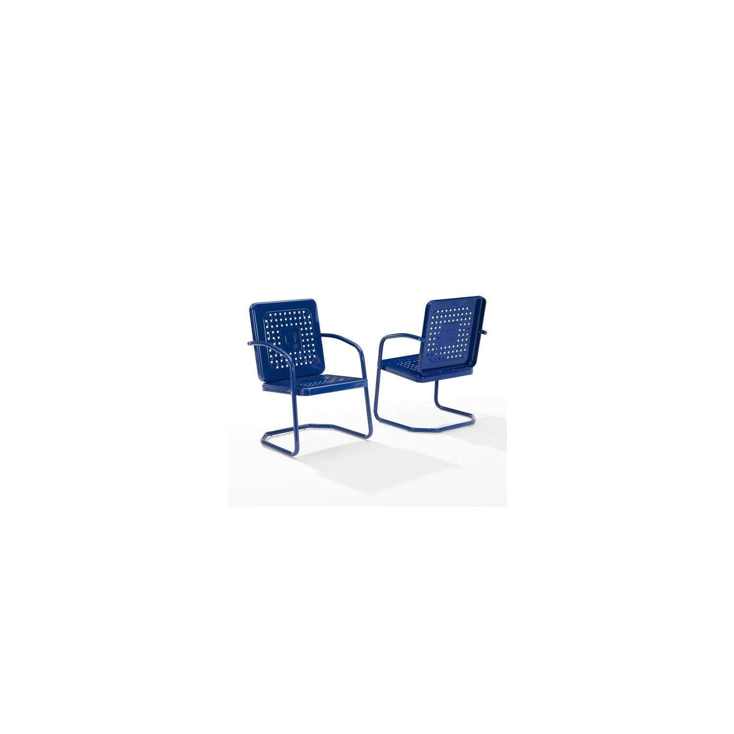 Vintage Navy Retro Metal Outdoor Chair Set with Basket Weave Design
