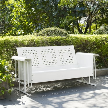Crosley Furniture Bates Metal Steel Gliding Patio Sofa in White
