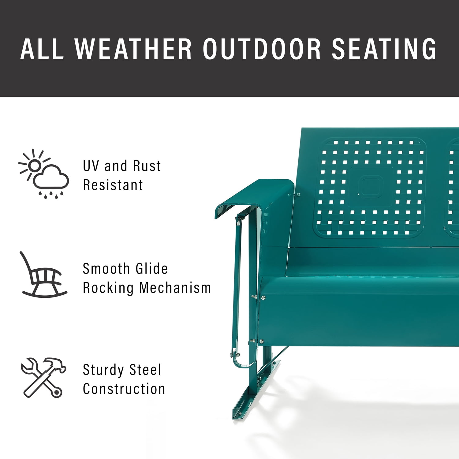 Outdoor metal glider sofa discount