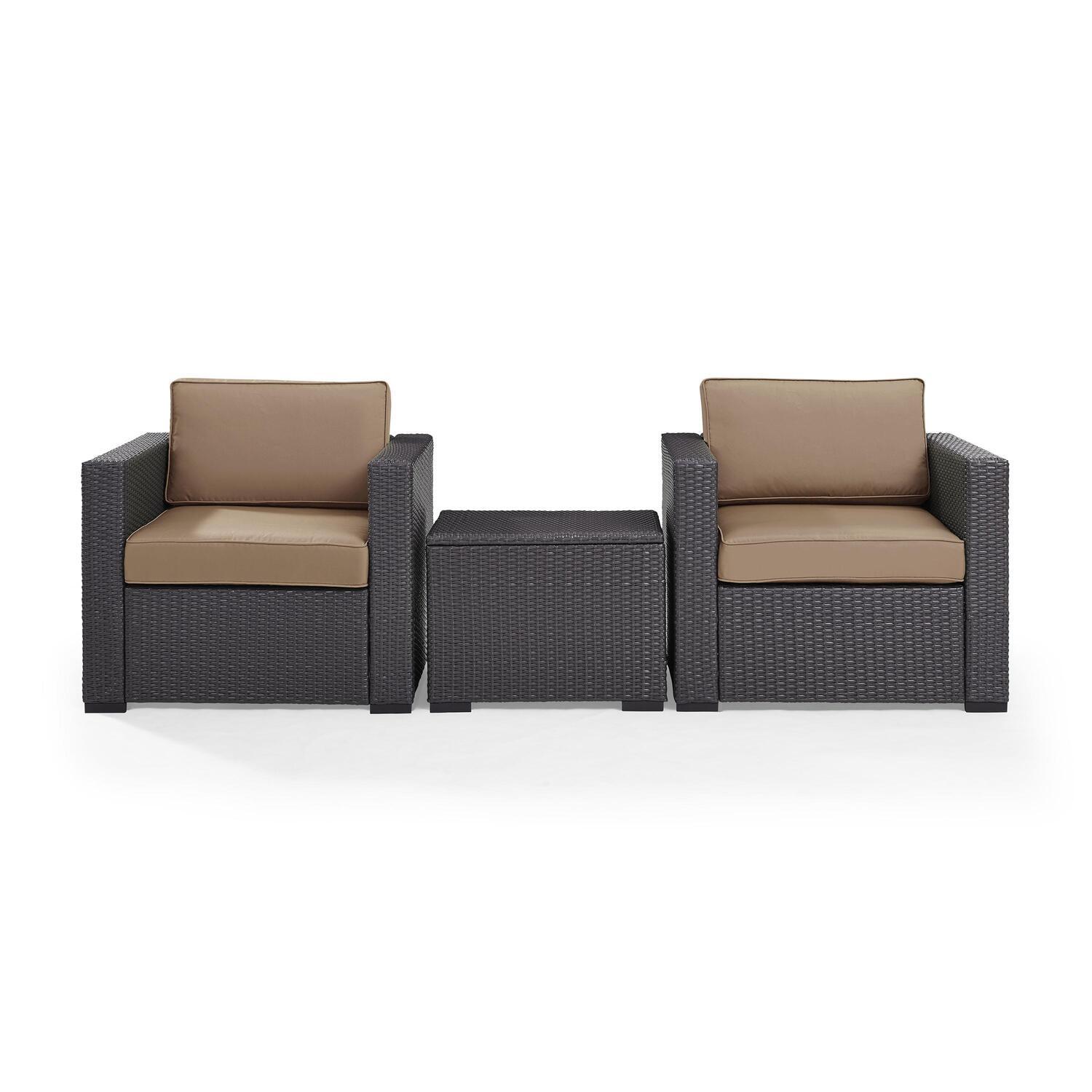 Crosley Furniture Biscayne 3 Piece Fabric Patio Conversation Set in Brown/Mocha - image 1 of 10