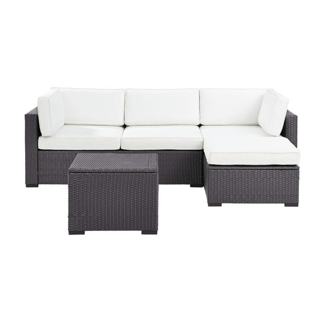 Crosley Furniture Biscayne 4 Piece Metal Patio Sectional Set in Brown/White