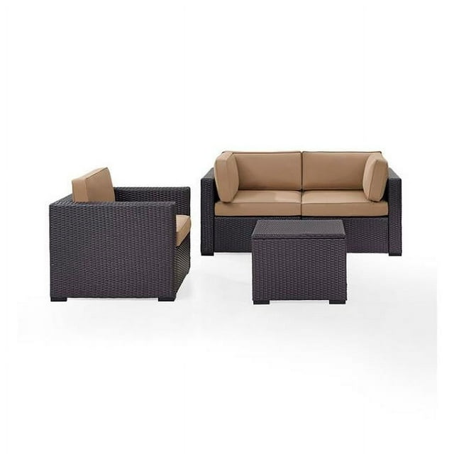 Crosley Furniture Biscayne 4 Piece Metal Patio Sofa Set in Brown/Mocha