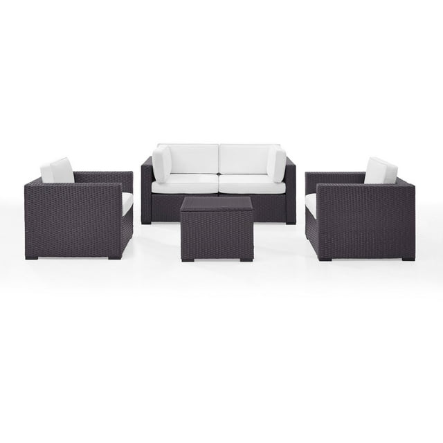 Crosley Furniture Biscayne 5 Piece Metal Patio Sofa Set in Brown/White