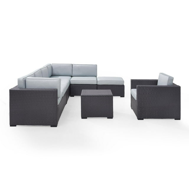 Crosley Furniture Biscayne 6 Piece Metal Patio Sectional Set in Brown/Blue