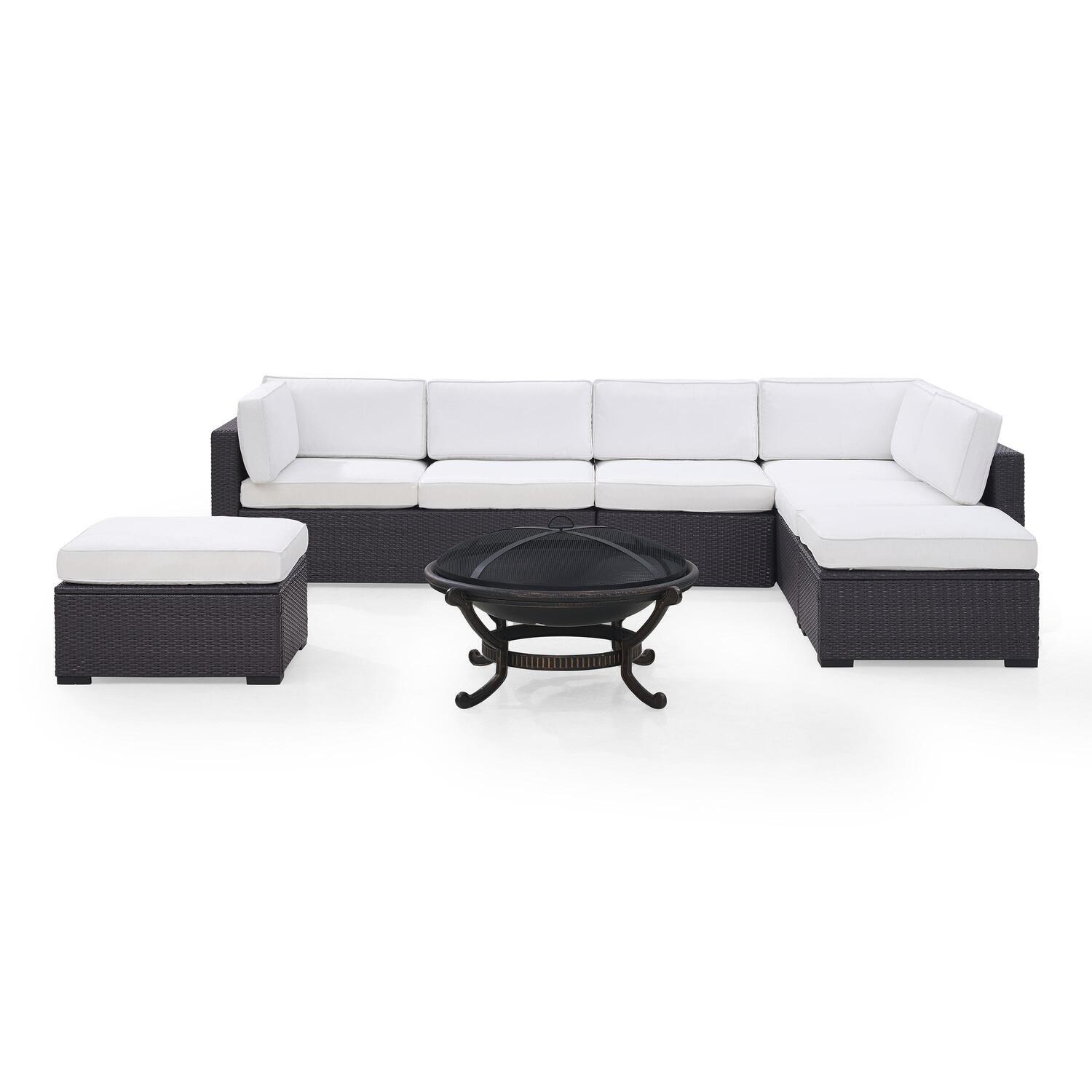 Crosley Furniture Biscayne 6 Piece Wicker Outdoor Sectional Set with Firepit - image 1 of 4