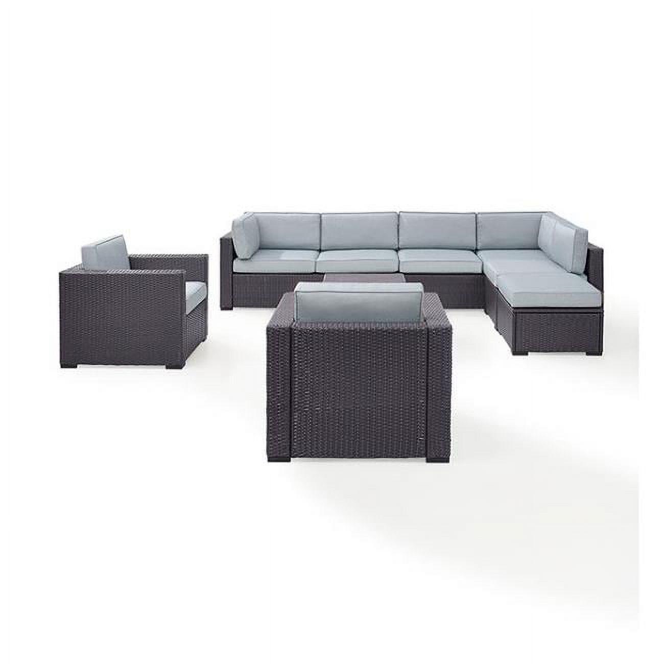 Crosley Furniture Biscayne 7 Piece Metal Patio Sectional Set in Brown/Blue - image 1 of 4