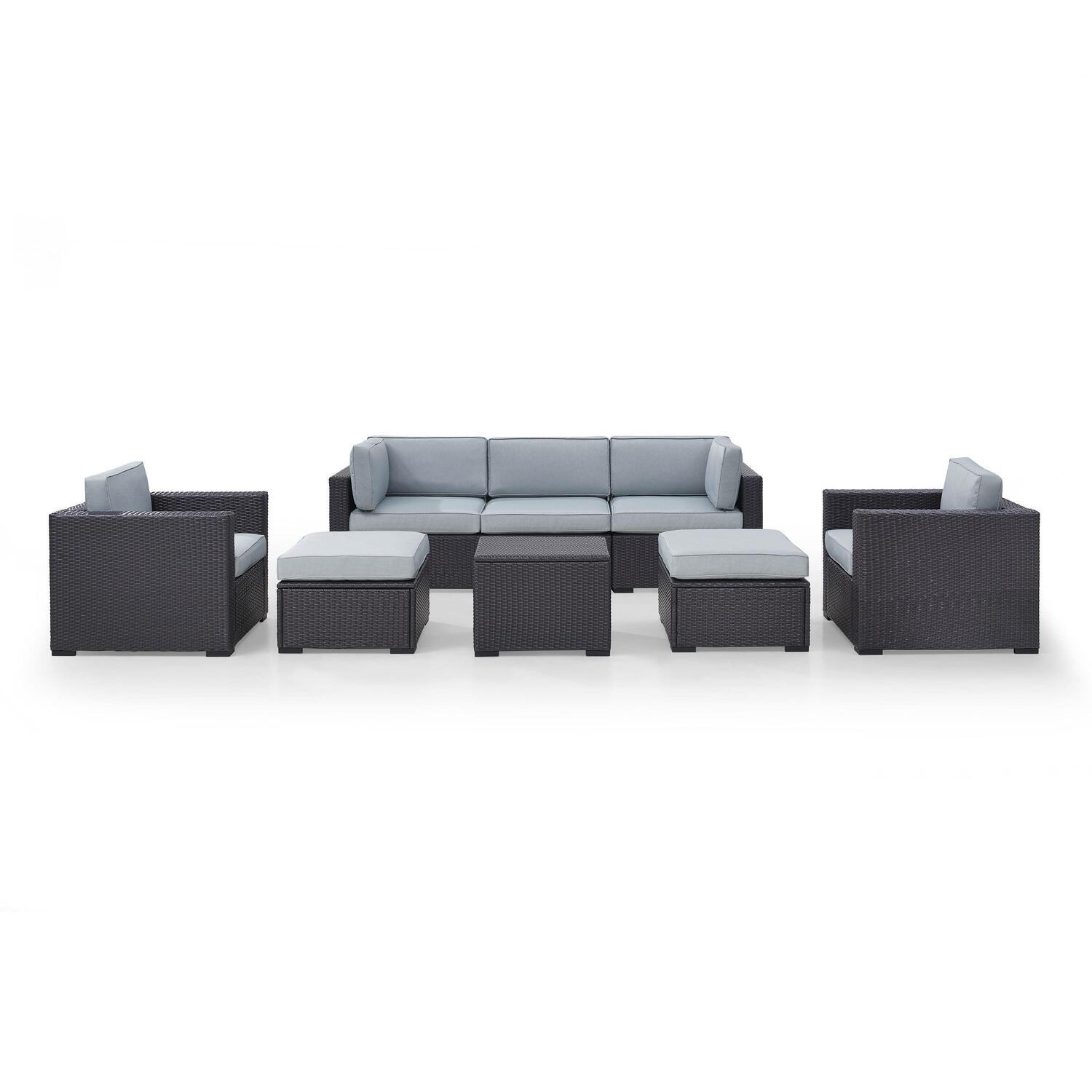 Crosley Furniture Biscayne 7 Piece Metal Patio Sofa Set in Brown/Blue - image 1 of 4