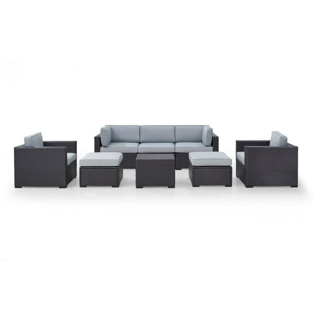 Crosley Furniture Biscayne 7 Piece Metal Patio Sofa Set in Brown/Blue