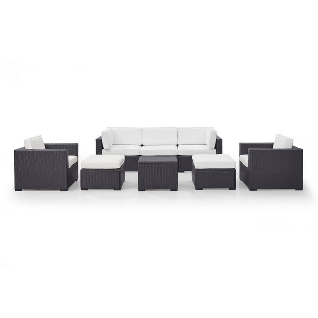 Crosley Furniture Biscayne 7 Piece Metal Patio Sofa Set in Brown/White