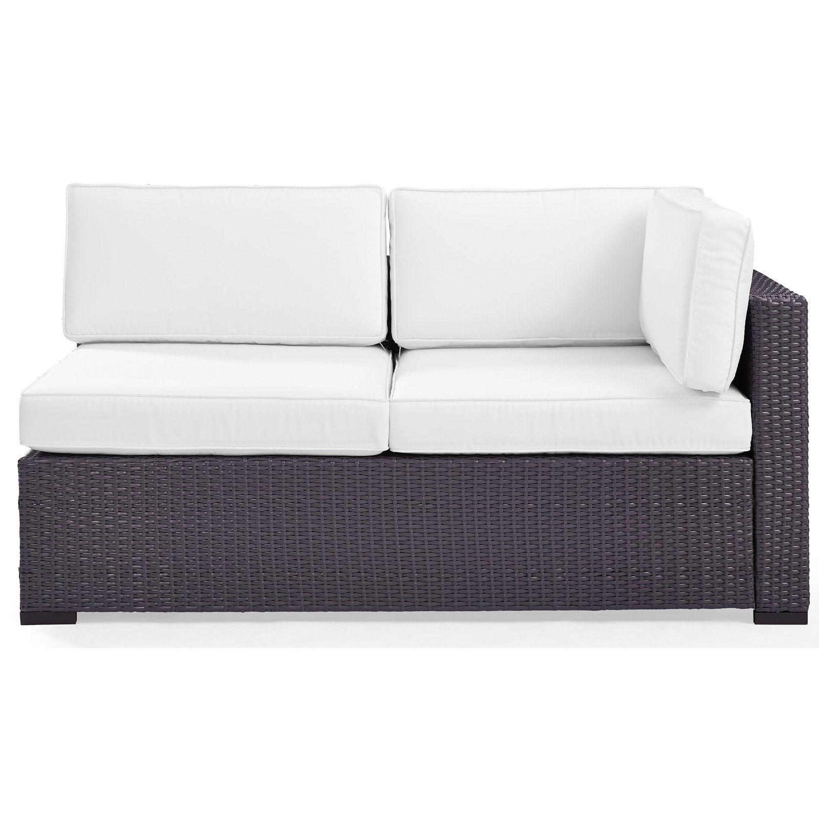 Biscayne White Cushioned Wicker Two-Seat Outdoor Loveseat