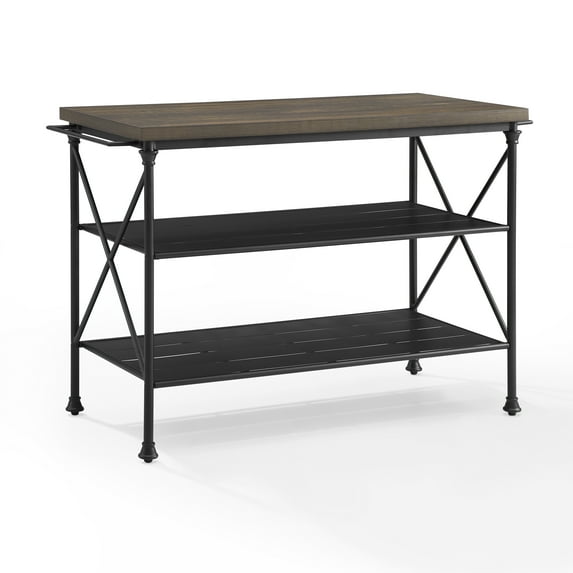 Crosley Furniture Black Savannah Stainless Steel Top Compact Kitchen Island/Cart