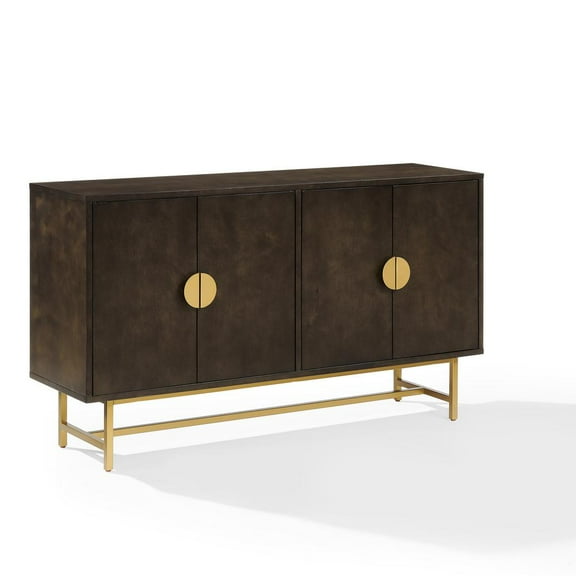 Crosley Furniture Blair Mid-Century Wood/Steel Sideboard in Dark Brown/Gold