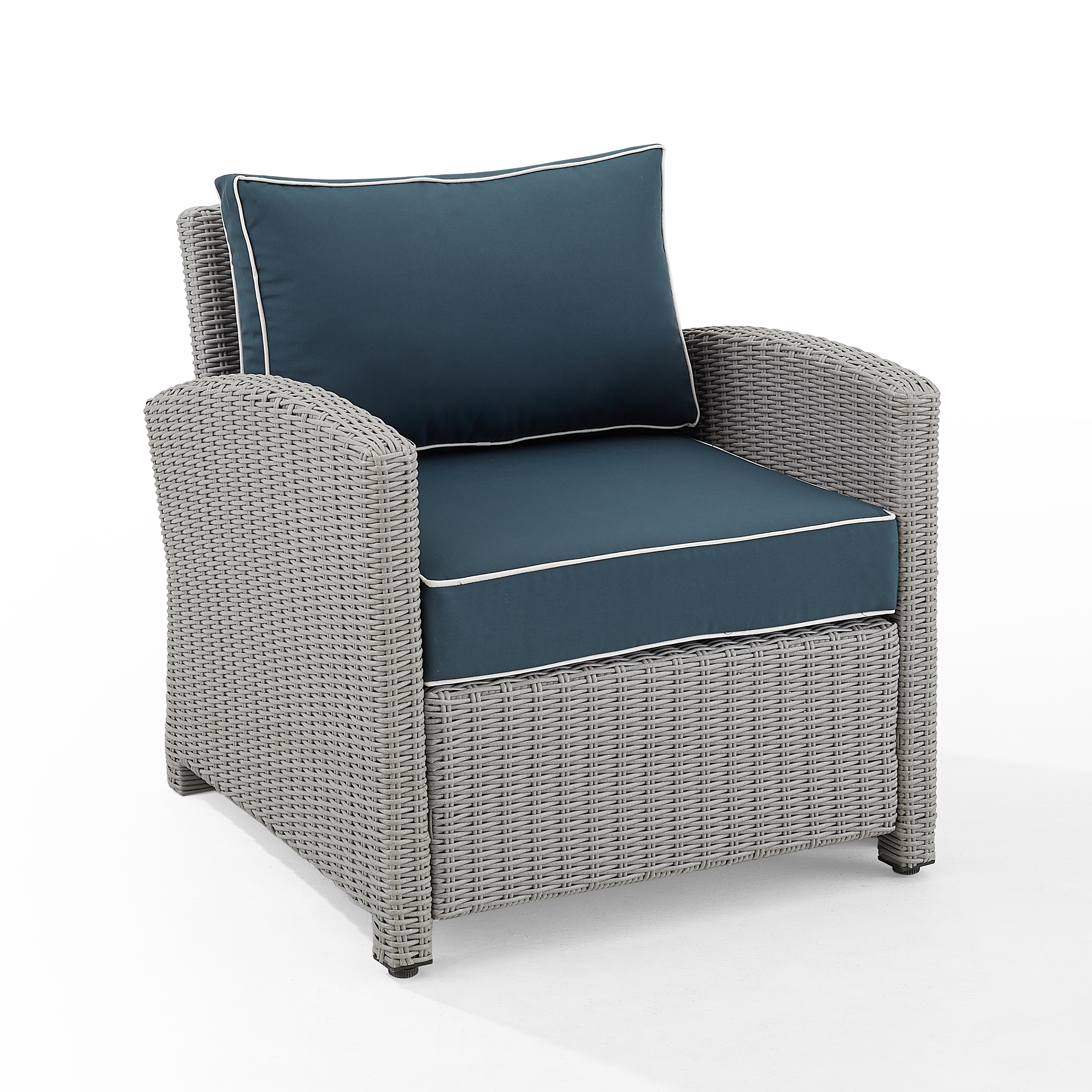 Crosley Furniture Bradenton 18.5" Wicker / Rattan Outdoor Armchair in Navy/Gray - image 1 of 6