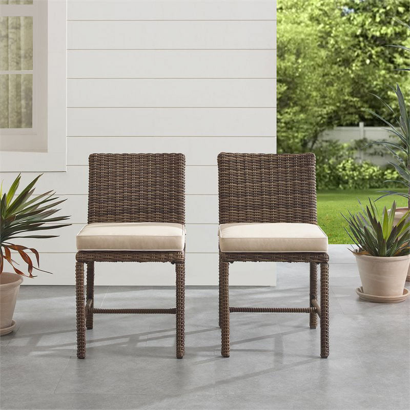 Crosley Furniture Bradenton 2 Piece Outdoor Chair Set Wicker Dining Patio Chairs for Deck Backyard