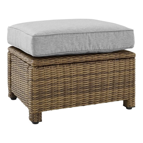 Crosley Furniture Bradenton 25"Fabric Outdoor Ottoman in Gray/Brown