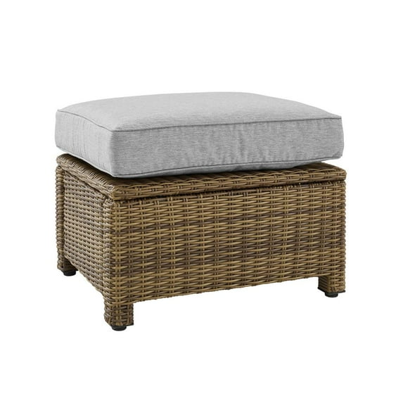 Crosley Furniture Bradenton 25"Fabric Outdoor Ottoman in Gray/Brown