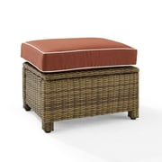 Crosley Furniture Bradenton 25"Fabric Outdoor Ottoman in Sangria Red/Brown