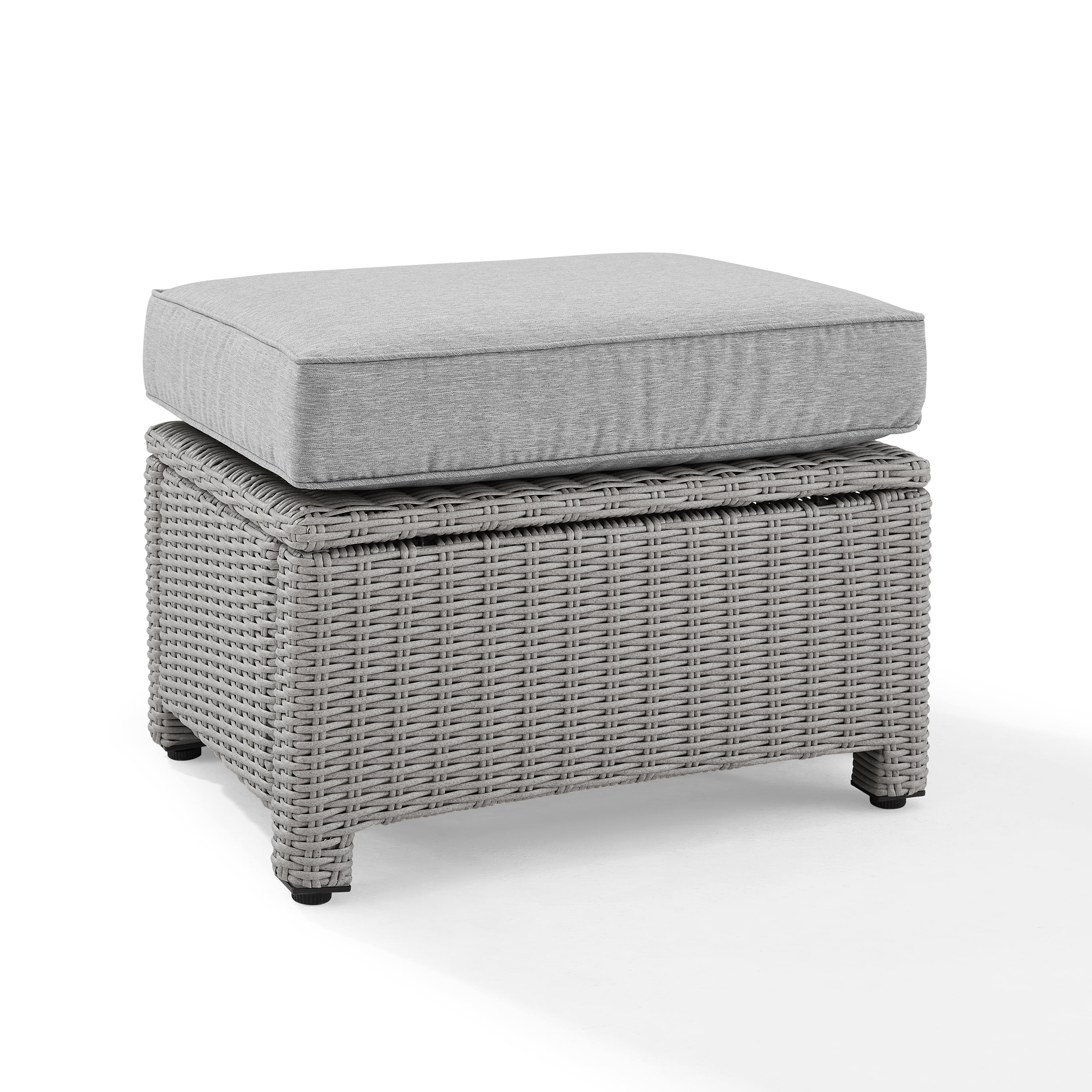 Bradenton Versatile Gray Wicker Outdoor Ottoman with Sunbrella Cushion