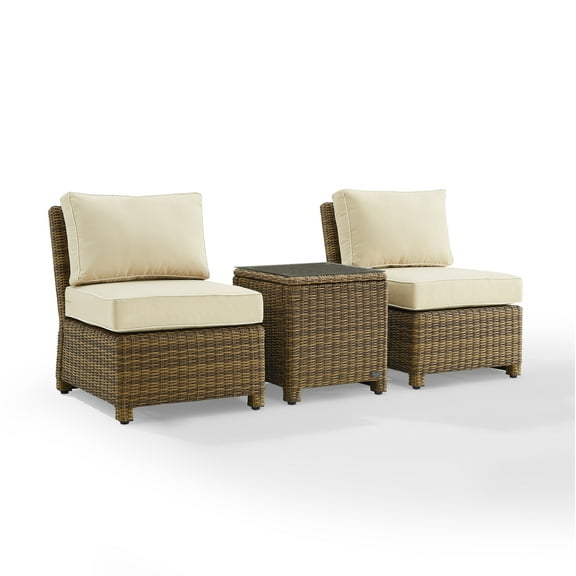 Bradenton 3Pc Outdoor Wicker Chair Set- Side Table & 2 Armless Chairs