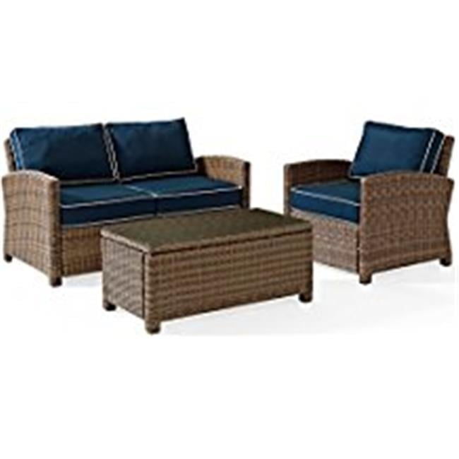 Bradenton 3-Piece Navy Wicker Outdoor Conversation Set