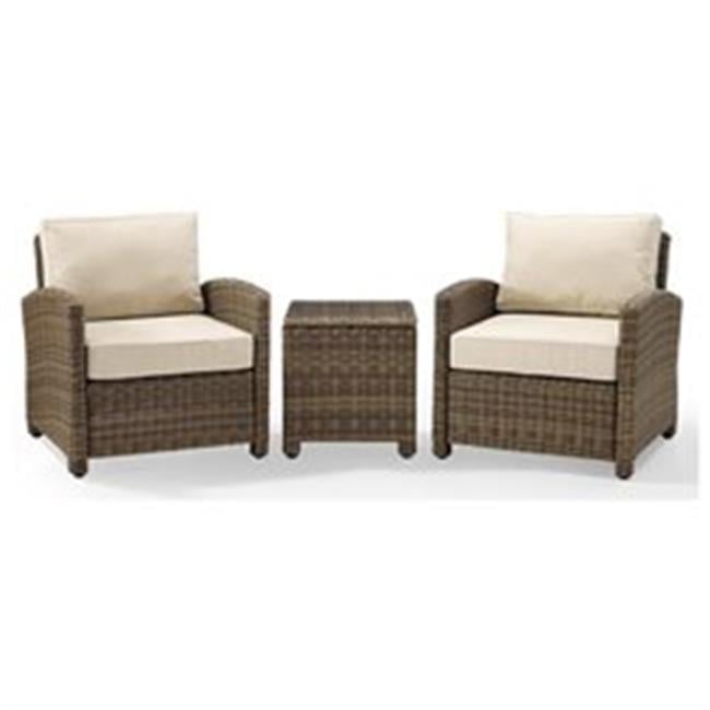 Bradenton Sand and Brown 3-Piece Outdoor Wicker Seating Set