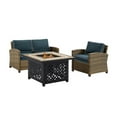thumbnail image 1 of Crosley Furniture Bradenton 3 Piece Metal Patio Fire Pit Sofa Set in Brown/Navy, 1 of 16