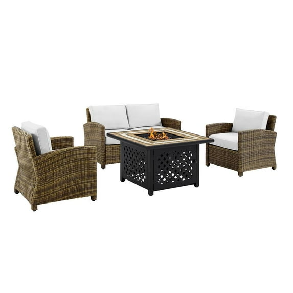Crosley Furniture Bradenton 4Pc Outdoor Convo Set W/Fire Table - Sunbrella