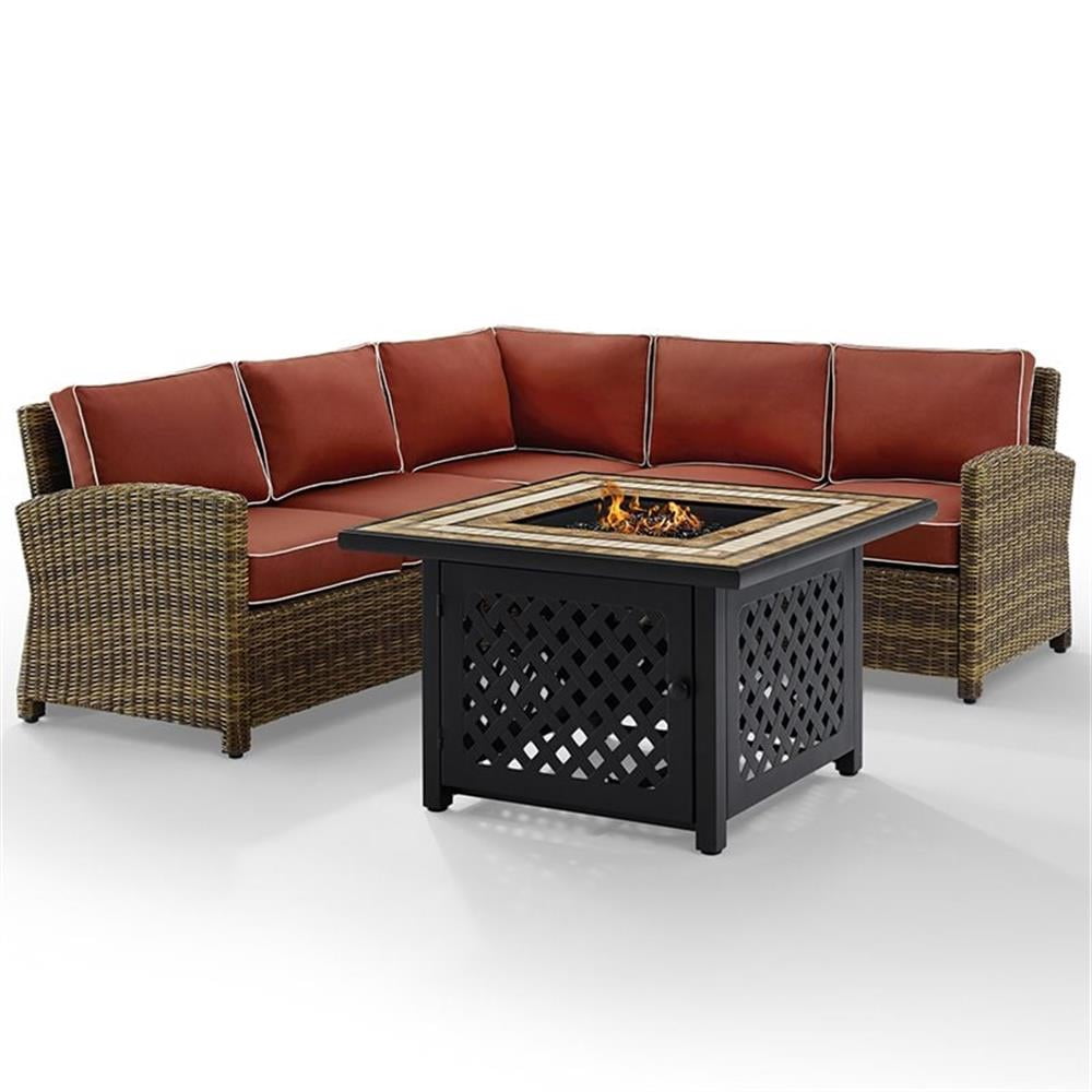 Crosley Furniture Bradenton Outdoor Sofa and Fire Table - Thumbnail 2