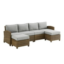 Crosley Furniture Bradenton 4Pc Outdoor Fabric Sectional Set in Gray