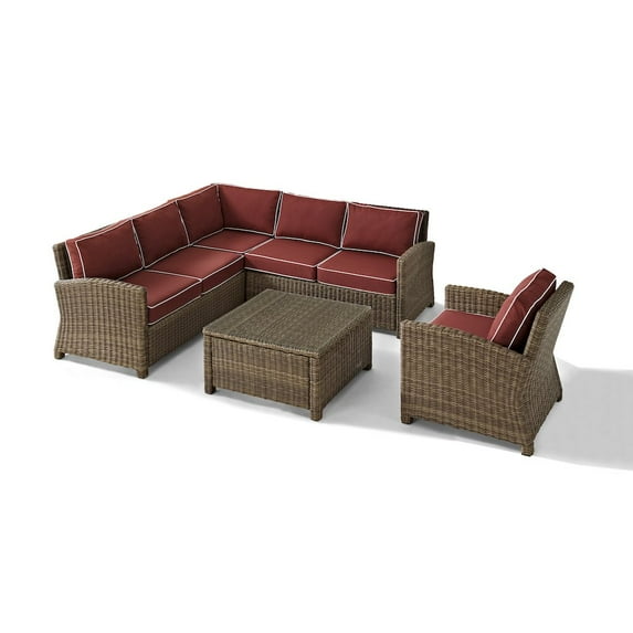Crosley Furniture Bradenton 5Pc Wicker Outdoor Sectional Patio Furniture Set