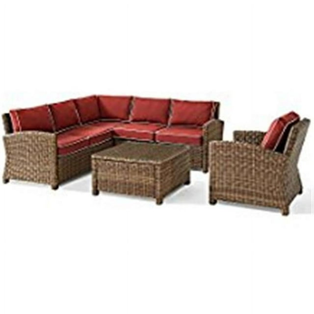 Crosley Furniture Bradenton 5 Pc Fabric Patio Sectional Set in Sangria Red