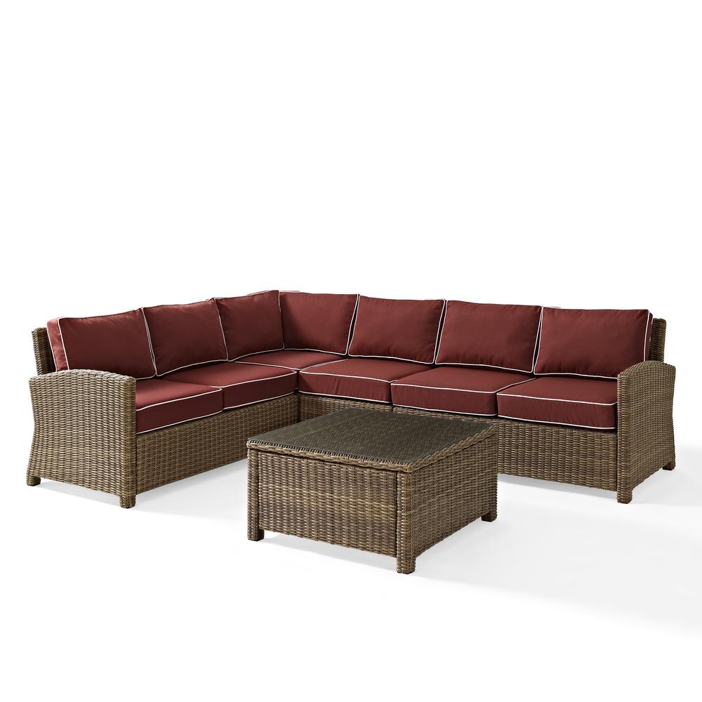 Crosley Furniture Bradenton 5 Piece Fabric Patio Sectional Set in Sangria Red - image 1 of 28