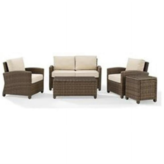 Crosley Furniture Bradenton 5 Piece Metal Patio Sofa Set in Brown/Sand