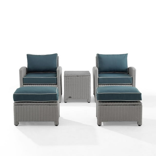 Crosley Furniture Bradenton 5-piece Fabric Outdoor Chair Set in Navy/Gray