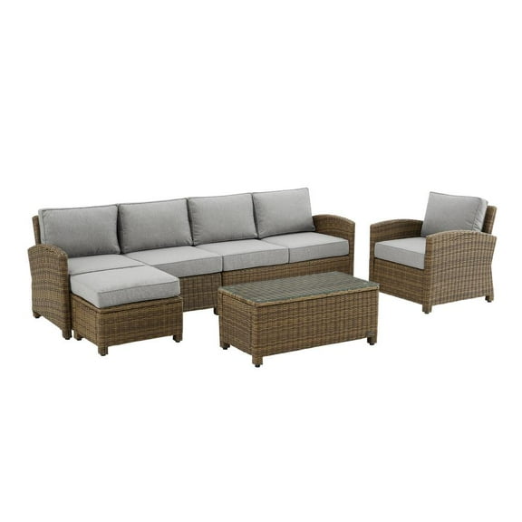 Crosley Furniture Bradenton 5-piece Fabric Outdoor Sectional Set in Gray