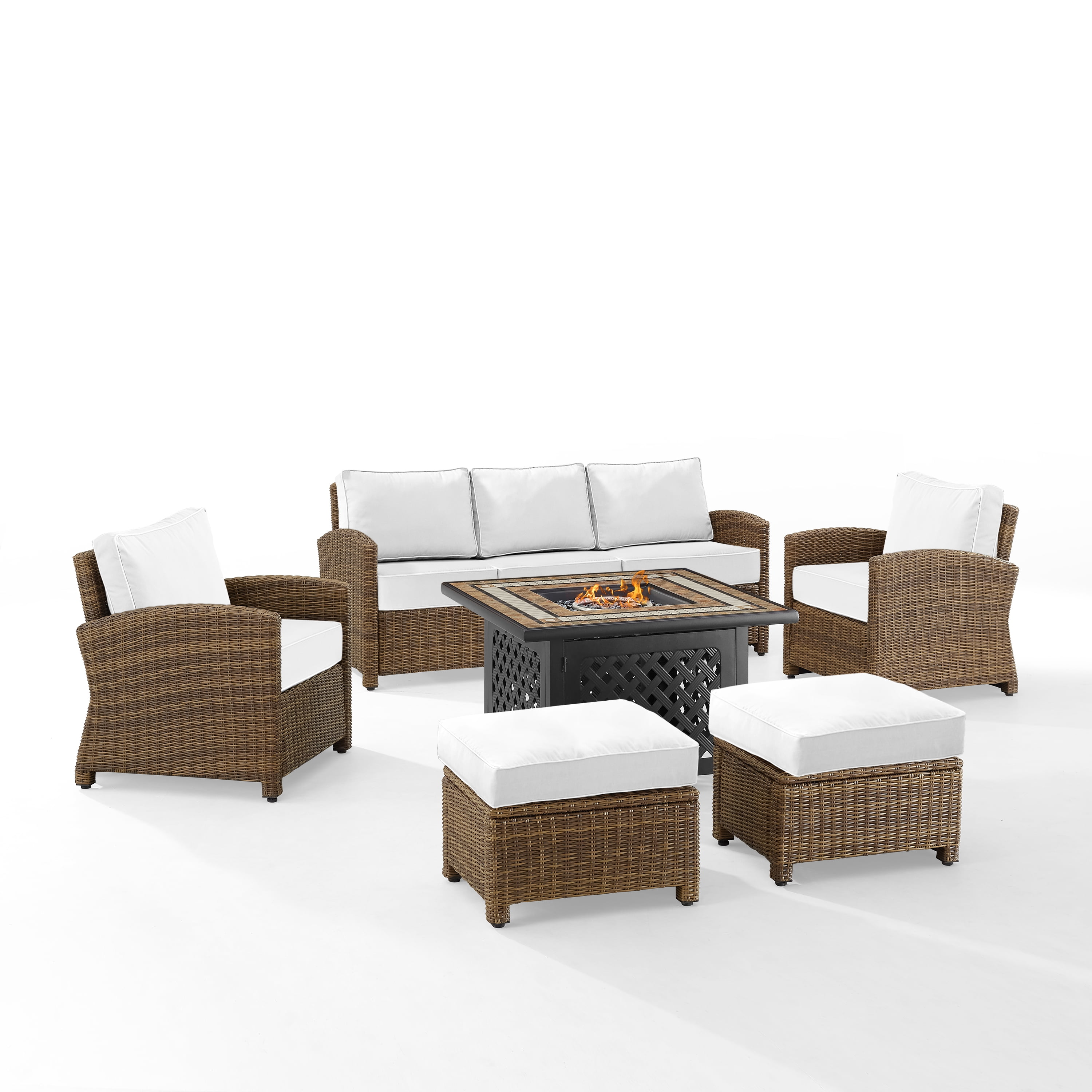 Crosley Furniture Bradenton 6PC Wicker / Rattan Outdoor Sofa Set in