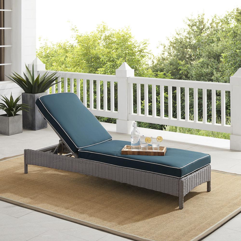 Crosley Furniture Bradenton Cushioned Resin Wicker Outdoor Chaise Lounge - Navy - image 1 of 13