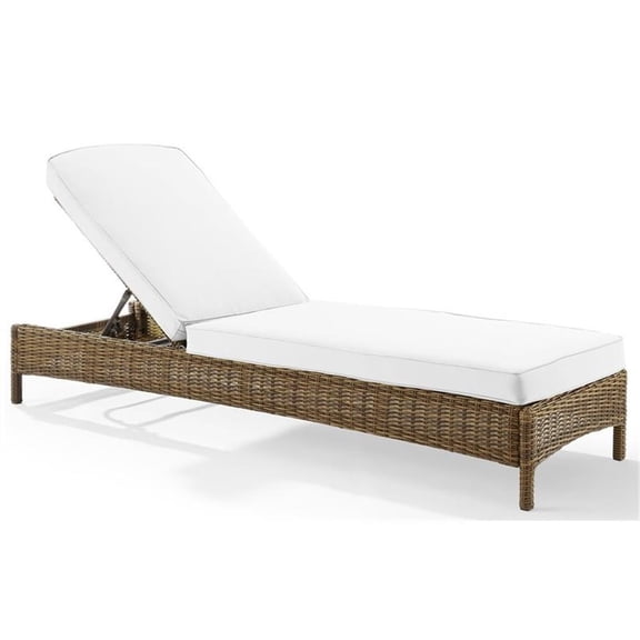 Crosley Furniture Bradenton Fabric Outdoor Chaise Lounge in White/Brown
