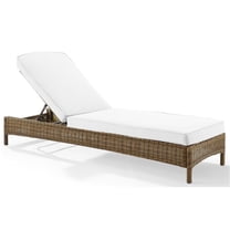 Crosley Furniture Bradenton Fabric Outdoor Chaise Lounge in White/Brown