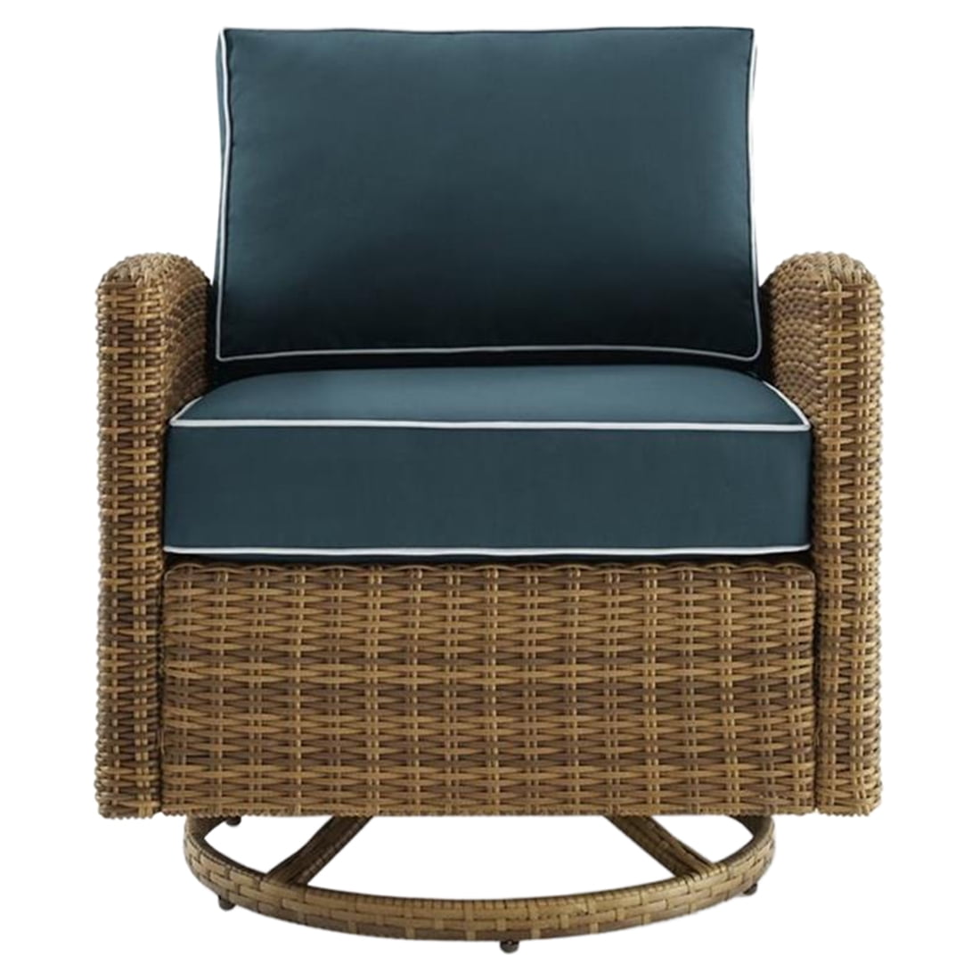 Bradenton Outdoor Wicker Swivel Rocker Chair Navy/Weathered Brown ...