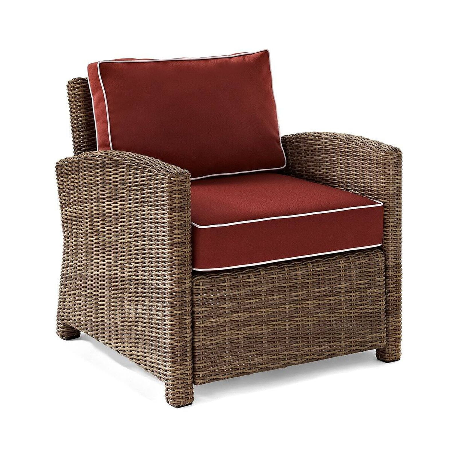 Bradenton Outdoor Wicker Armchair with Red Cushions