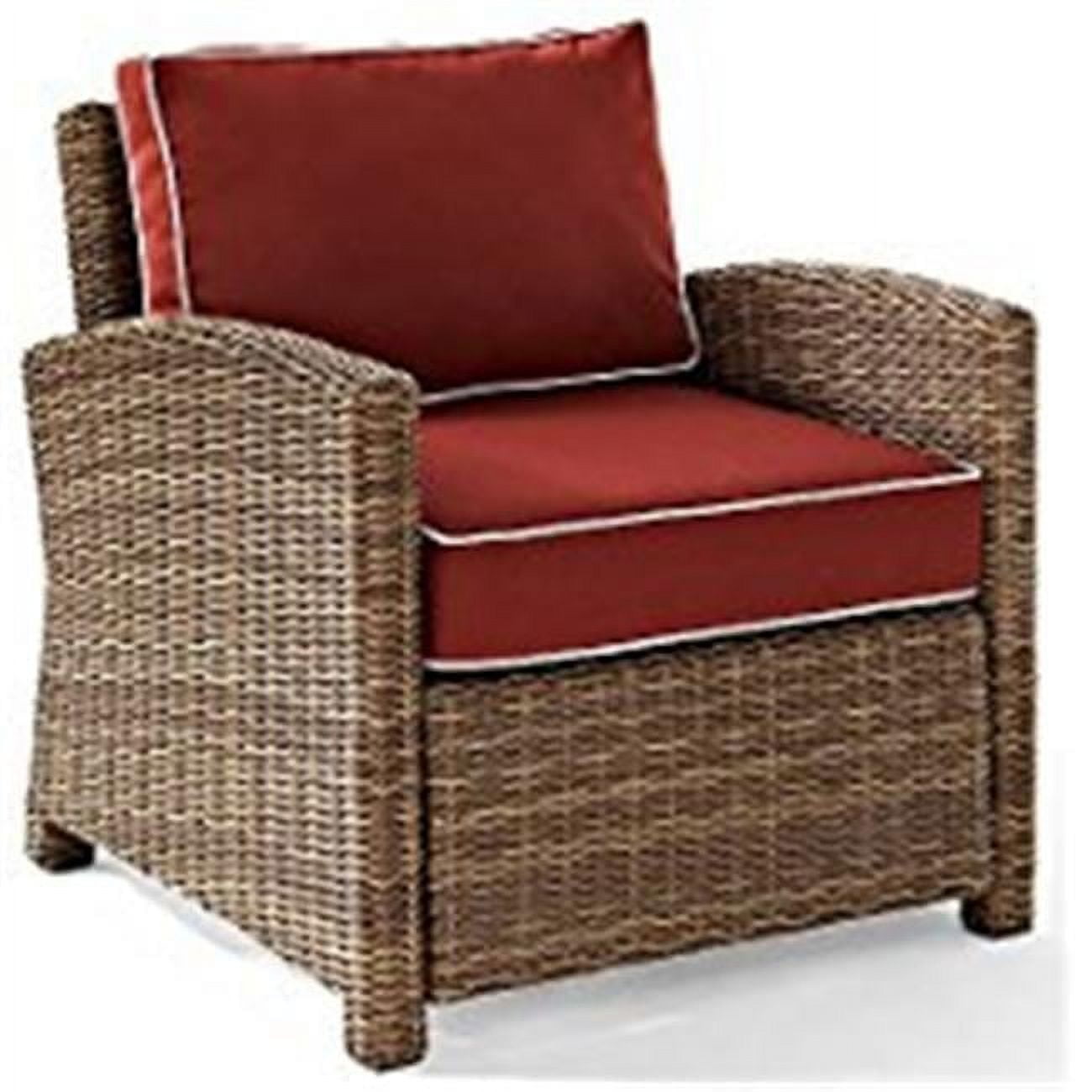 Bradenton Outdoor Wicker Armchair with Red Cushions