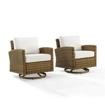 Bradenton 2Pc Swivel Rocker Chair Set - Sunbrella White/Weathered Brown - 2 Swivel Rockers