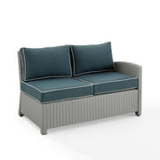 Crosley Furniture Bradenton Outdoor Wicker Sectional Right Side Loveseat- Navy/Gray