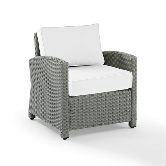Crosley Furniture Bradenton Wicker / Rattan Outdoor Armchair in Gray/White