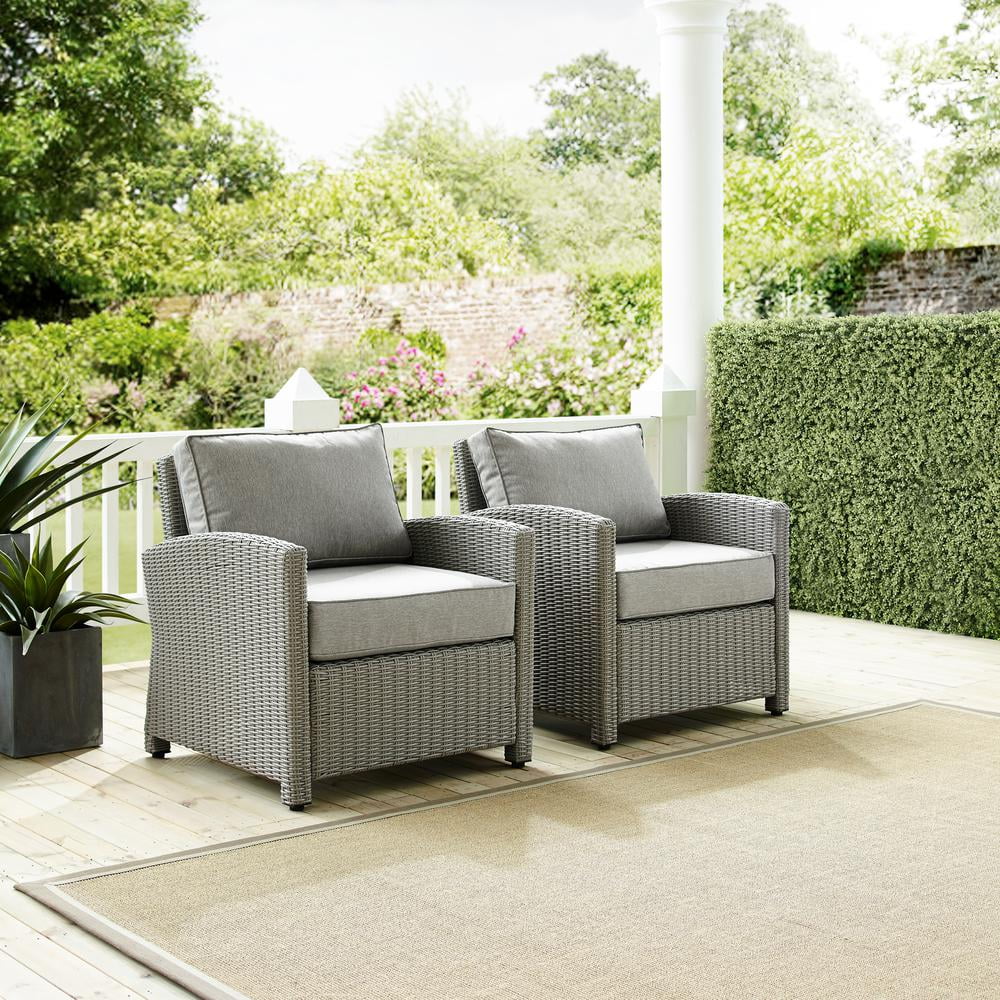 Bradenton 2Pc Outdoor Wicker Armchair Set Gray/Gray - 2 Armchairs ...