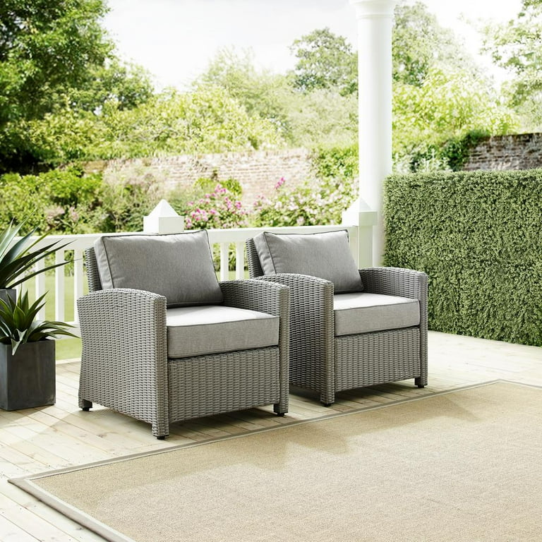 Bradenton 2Pc Outdoor Wicker Armchair Set Gray/Gray Armchairs