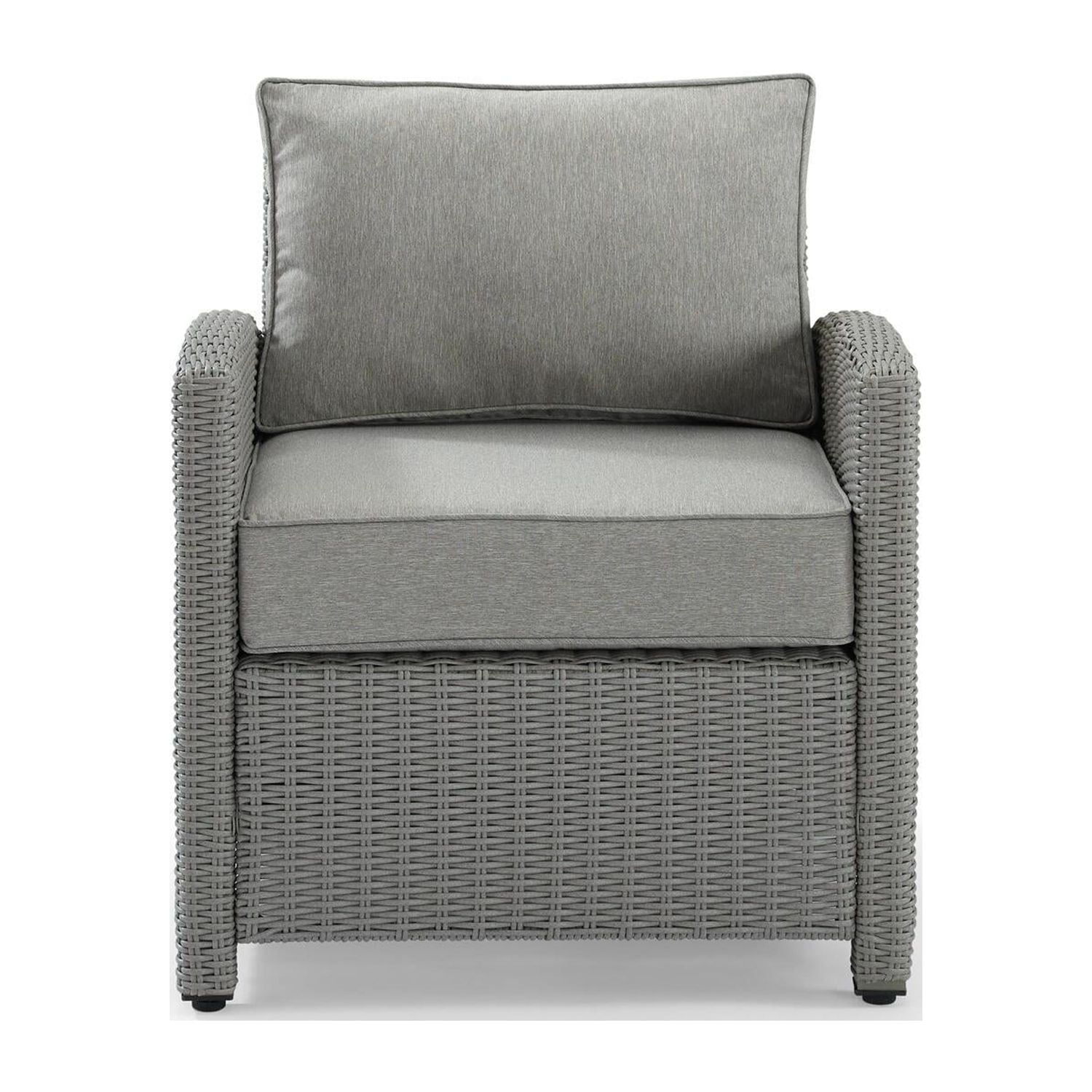 Bradenton Elegance Gray Wicker Armchair with Moisture-Proof Cushions