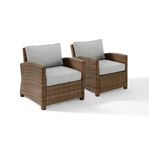 Crosley Furniture Bradenton Wicker / Rattan Patio Armchair in Brown (Set of 2)